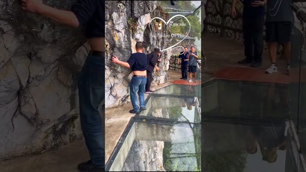 Glass Walk Sky Bridge Longtoushan mountain the best Tourism Place in China #shortsfeed #shorts