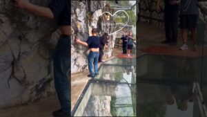 Glass Walk Sky Bridge Longtoushan mountain the best Tourism Place in China #shortsfeed #shorts